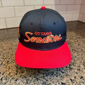 Vtg Ottawa Senators Sports Specialties Snapback Hat Black Red The Twill